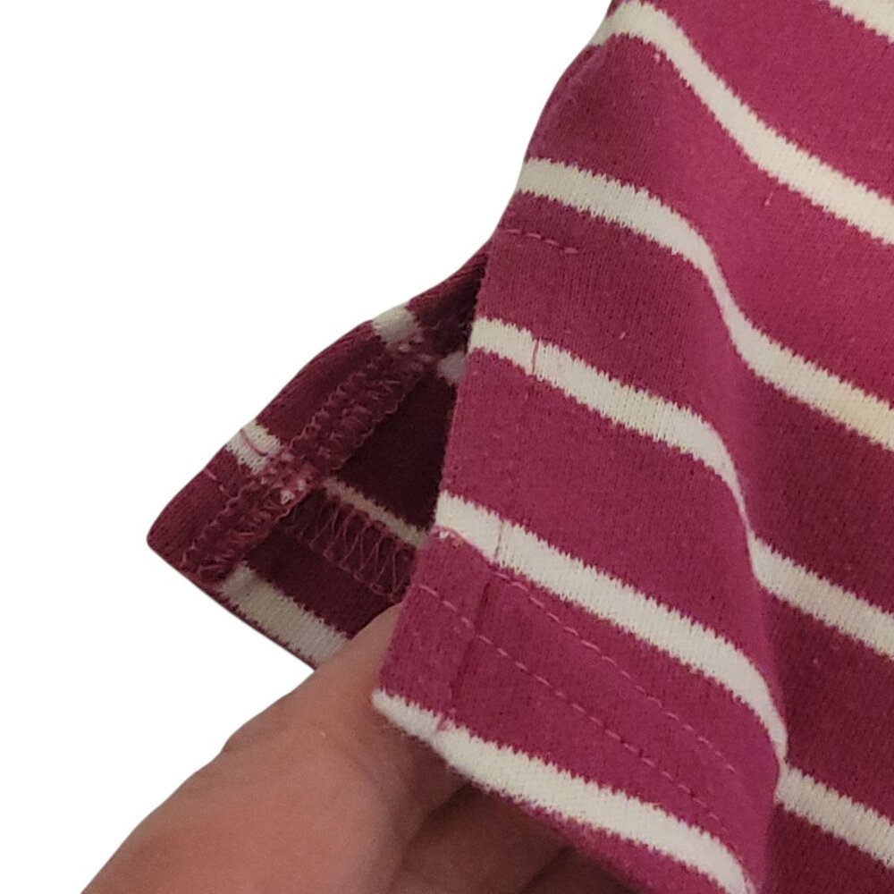 Blair Womens Small Striped Floral Tunic Top 3/4 Sleeves Burgundy & White Cotton - Picture 9 of 13